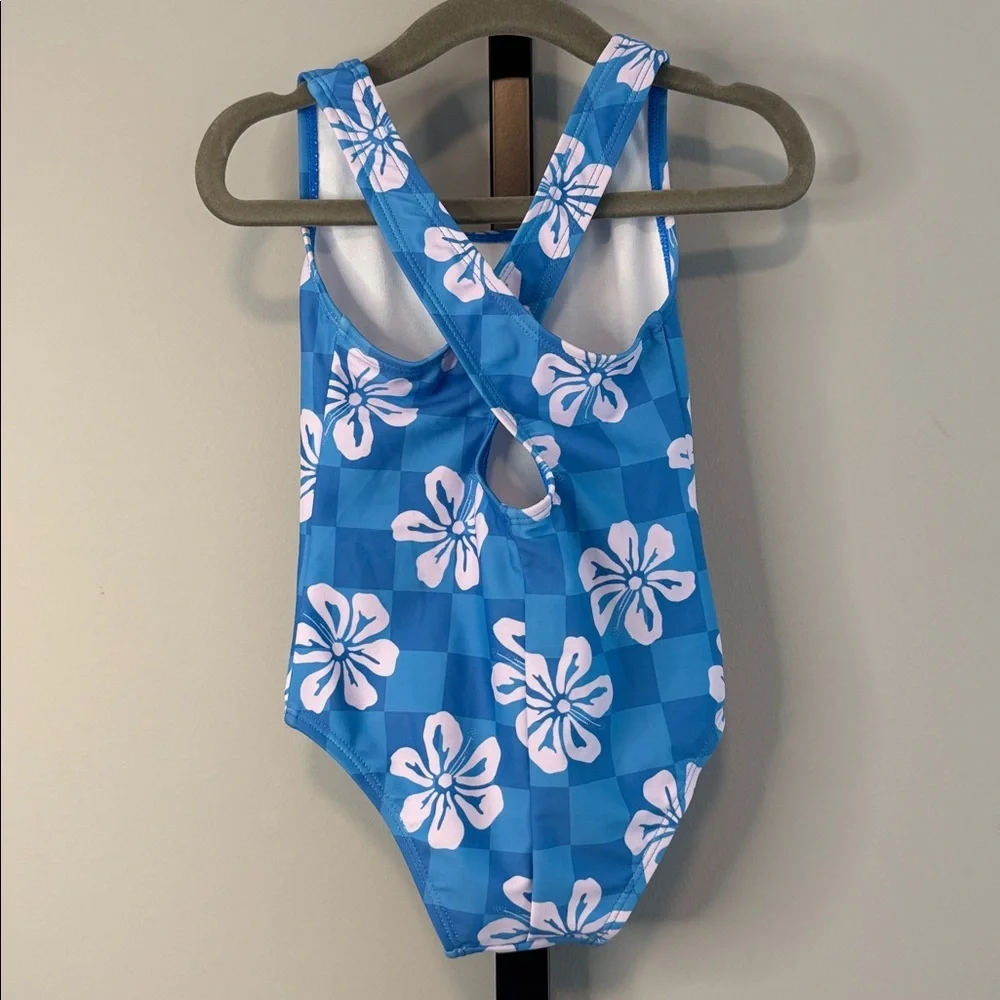 Little Surfer Dude Girls Blue Hibiscus One-Piece Swimsuit Size 2T New NWOT